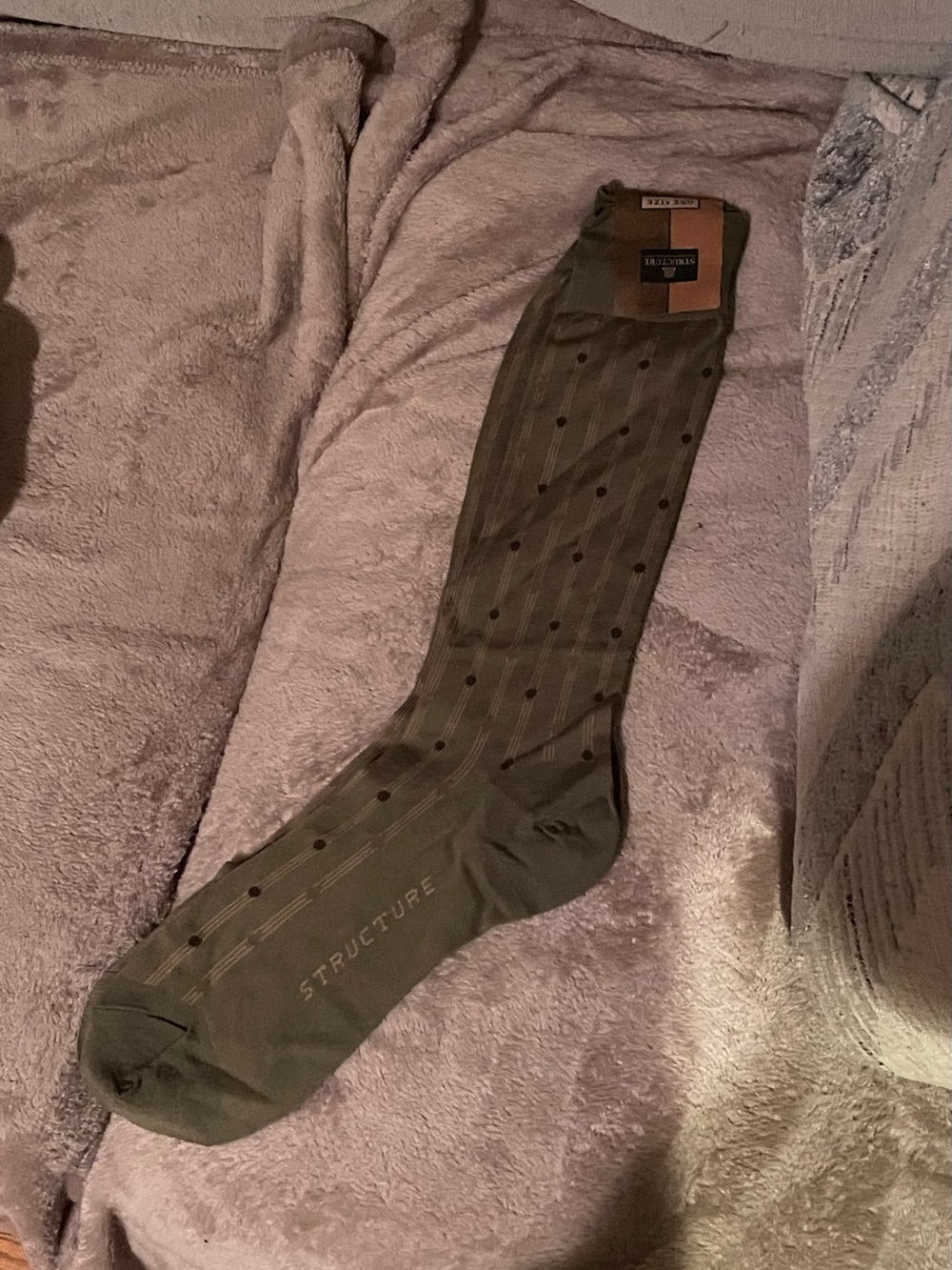 NWT Vintage 90s Structure Olive Green Polka Dot men’s dress Socks